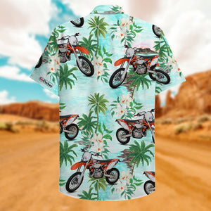 Custom Photo - Motocross Hawaiian Shirt - Coconut Tree Pattern - Hawaiian Shirts - GoDuckee