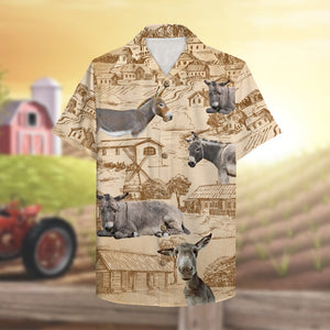 Farmer Donkey Hawaiian Shirt, Aloha Shirt with donkey and farm pattern - Hawaiian Shirts - GoDuckee