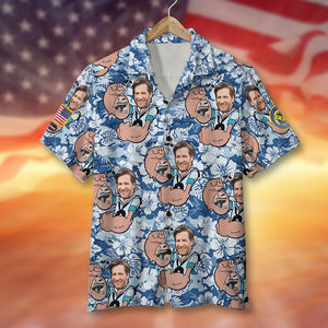Custom Photo Hawaiian Shirt, Aloha Shirt and Mens Beach Shorts - Military Background - Hawaiian Shirts - GoDuckee