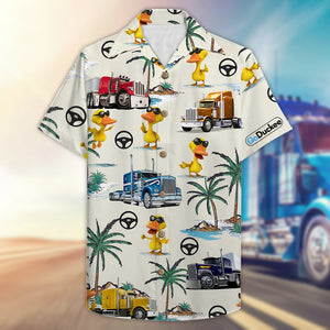 Trucker Duck Hawaiian Shirt - Truck & Duck Pattern - Hawaiian Shirts - GoDuckee