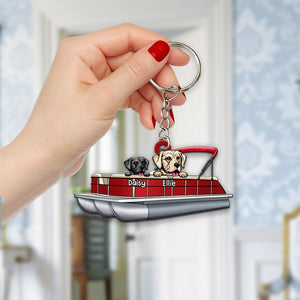 Dog On The Pontoon Personalized Pontoon Dog Keychain Gift For Dog Lovers, Pontoon Lovers - Keychains - GoDuckee