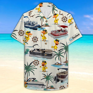 Pontoon Duck Hawaiian Shirt - Pontoon Boat & Duck Pattern Fol7-Vd1 - Hawaiian Shirts - GoDuckee