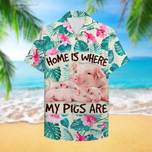 Farmer Pig Home is where my pigs are Hawaiian Shirt, Aloha Shirt - Hawaiian Shirts - GoDuckee