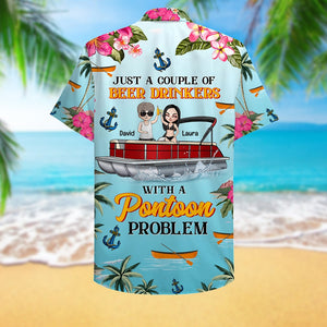 Personalized Pontoon Couple Hawaiian Shirt - Just A Couple of Beer Drinkers Fol7-Vd1 - Hawaiian Shirts - GoDuckee