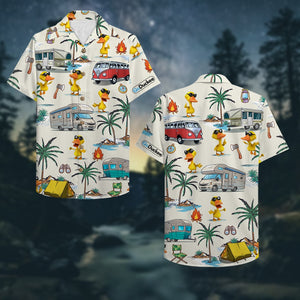 Camping Duck Hawaiian Shirt - Campers & Duck Pattern - Hawaiian Shirts - GoDuckee