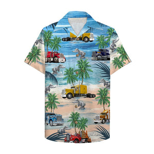 Trucker Semitruck Hawaiian Shirt, Aloha Shirt - Hawaiian Shirts - GoDuckee