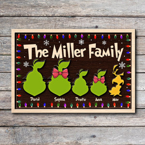 Personalized Christmas Wood Sign, The Green Mean-tempered Family - Wood Sign - GoDuckee