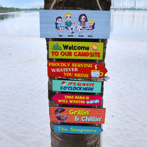 Welcome To Our Campsite, Personalized Wood Sign, Gift For Camping Lovers - Wood Sign - GoDuckee