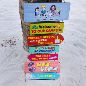 Welcome To Our Campsite, Personalized Wood Sign, Gift For Camping Lovers - Wood Sign - GoDuckee