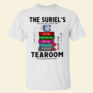 S. J. M. Shirt - The Suriel's Tearoom Hottest Tea In Prythian - Book Spines And Roses - Shirts - GoDuckee