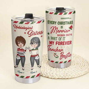 Personalized Teacher Bestie Tumbler Cup - Christmas Is Merrier - Teacher Dolls - Tumbler Cup - GoDuckee
