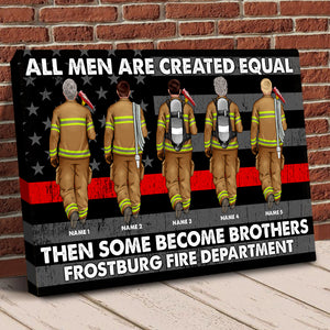 Personalized Firefighter Brother & Sister Poster - All Men Are Created Equal - Thin Red Line Flag - Poster & Canvas - GoDuckee