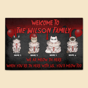 Personalized Pennywise Cat Breeds Doormat - We All Meow In Here - Halloween Gift - Doormat - GoDuckee