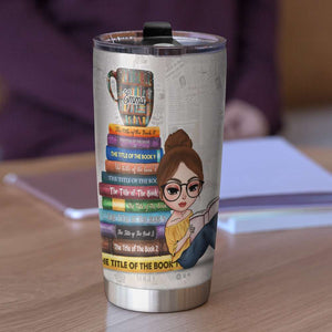 Personalized Reading Girl Tumbler Cup - If The Book Is Open I Am Busy - Tumbler Cup - GoDuckee