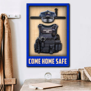 Uniform Come Home Safe, Personalized 2 Layers Wood Sign for Police Family - Wood Sign - GoDuckee