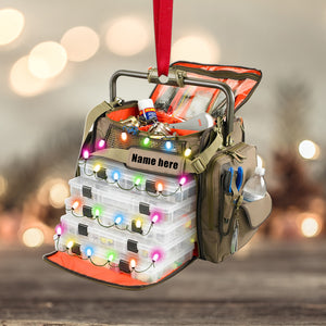 Fishing Christmas Fishing Bag With Christmas Light Personalized Christmas Ornament - Ornament - GoDuckee