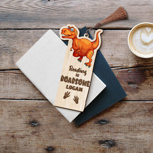 Reading Is Roarsome Personalized Dinosaur Wooden Bookmark Gift For Book Lovers - Bookmarks - GoDuckee