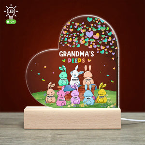 Grandma's Peeps, Personalized Led Light Wood Base, Gift For Grandma - Led Night Light - GoDuckee