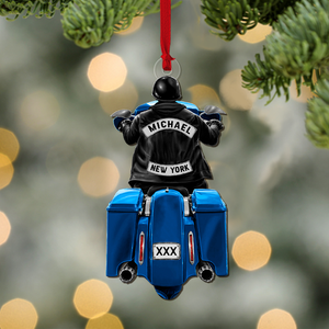 Biker Man Back Riding Touring Motorcycle - Personalized Acrylic Ornament-Gift For Biker, Motorcycle Lovers - Ornament - GoDuckee