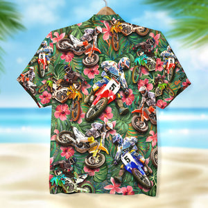 Custom Motocross Hawaiian Shirt, Tropical Pattern F - Hawaiian Shirts - GoDuckee