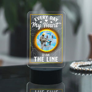 Everyday My Heart Is On The Line - Personalized Led Night Light - Gift for Lineman's Wife - Led Night Light - GoDuckee