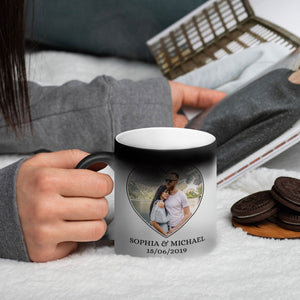 First Time We Met Custom Couple Couple Map Mug, Gift For Couple - Magic Mug - GoDuckee