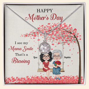 I See My Mama Smile- Gift For Mother-Personalized Eternal Hope Necklace And CZ Earring Set- Mother's Day Gift - Jewelry - GoDuckee