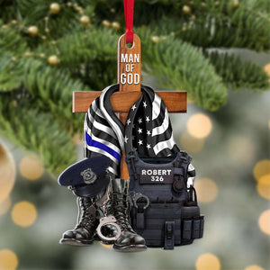 Police Man Of God, Personalized Acrylic Ornament - Ornament - GoDuckee