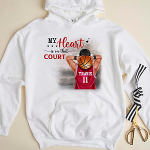 Basketball My Heart Is On That Court - Personalized Shirt - Gift For Basketball Fans - Shirts - GoDuckee