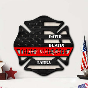 We Love You, Personalized Layers Wood Sign, Gift for Firefighter Families - Wood Sign - GoDuckee