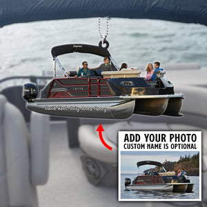Pontoon Personalized Flat Car Ornament With Upload Image - Gift for Pontoon Lovers - Ornament - GoDuckee