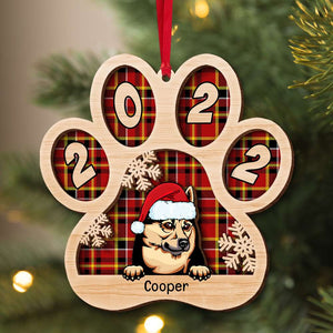 Dog Paw Personalized Wood Ornament, Christmas Tree Decor For Dog Lovers - Ornament - GoDuckee