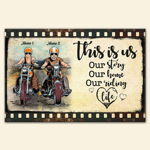 Personalized Biker Couple Poster - This Is Us, Our Story, Our Home, Our Riding Life - Film Frame - Poster & Canvas - GoDuckee