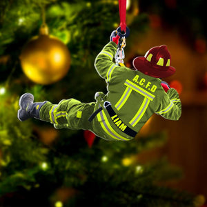 Firefighter On Duty, Personalized Fireman Acrylic Ornament - Ornament - GoDuckee
