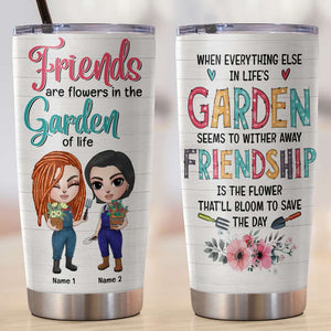 Personalized Gardening Tumbler - Girl Dolls, Friendship Is The Flower That'll Bloom To Save The Day - Tumbler Cup - GoDuckee