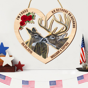 Deer Hunting Couple, First Kiss Last Breath, Personalized Wood Sign - Anniversary Gift For Hunter - Wood Sign - GoDuckee