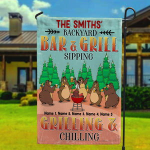 Personalized Gifts For Bear Family, Grilling and Chilling With Bear Family Custom Flag - Flag - GoDuckee