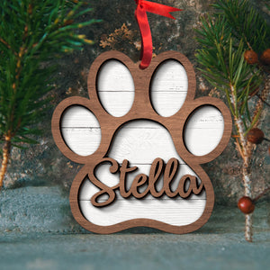 Personalized Puppy Paw Wood Ornament, Christmas Tree Decoration - Ornament - GoDuckee