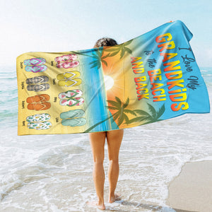 Love My Grandkids, Personalized Beach Towel For Grandparents, Summer Gifts - Beach Towel - GoDuckee