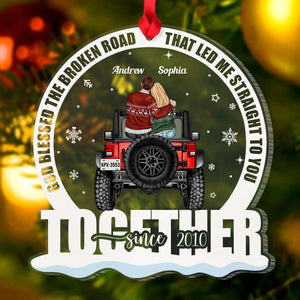 God Bless The Broken Road That Led Me Straight To You Personalized Custom Shape Ornament, Gift For Couple - Ornament - GoDuckee