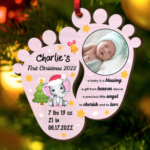 Baby Blessing Keepsake Newborn First Christmas, Personalized Wood Ornament, Christmas Gift - Ornament - GoDuckee