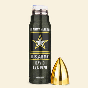 Veteran Bullet Tumbler - Custom Military Unit - I Walked The Walk In Combat Boots And Dogtags - Water Bottles - GoDuckee
