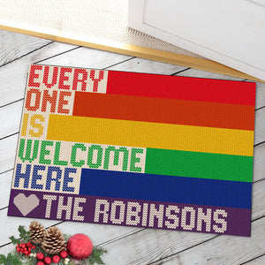 LGBT Doormat - Everyone Is Welcome Here - Rainbow Color - Doormat - GoDuckee