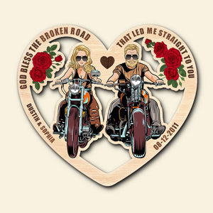 God Bless The Broken Road That Led Me Straight To You, Personalized Wood Art, Gift for Him/Her - Wood Sign - GoDuckee