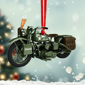 Army Military Motorcycle - Personalized Christmas Ornament - Ornament - GoDuckee