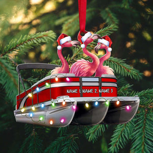 Pontoon Flamingo Christmas - Personalized Christmas Ornament - Gift for Pontoon Lovers - Ornament - GoDuckee