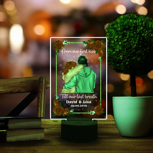 From Our First Kiss Till Our Last Breath - Personalized Led Night Light - Gift for Couple - Couple Back View - Led Night Light - GoDuckee