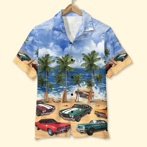 Custom Classic Car Photo Hawaiian Shirt, Beach Pattern, Summer Gift (Up To 5 Photos) - Hawaiian Shirts - GoDuckee