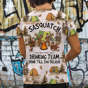 Personalized Drinking Bigfoot All Over Print Shirt - Sasquatch Drinking Team Drink 'till you believe - AOP Products - GoDuckee