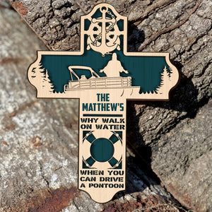 Pontoon Why Walk On Water When You Can Drive A Pontoon Personalized 3D 2-Layered Wood Art - Wood Sign - GoDuckee